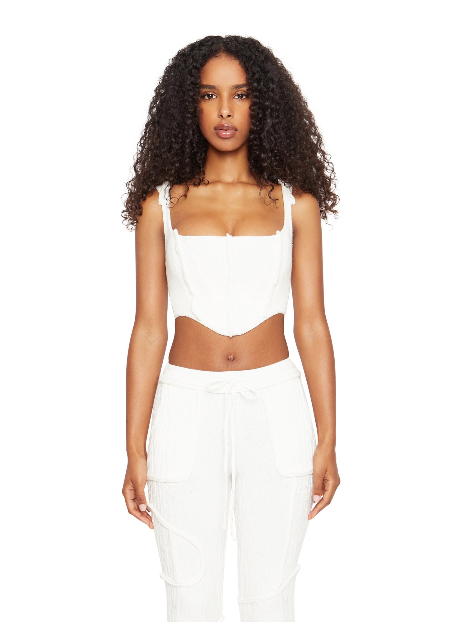 Womens | Knit Seamed Corset | White