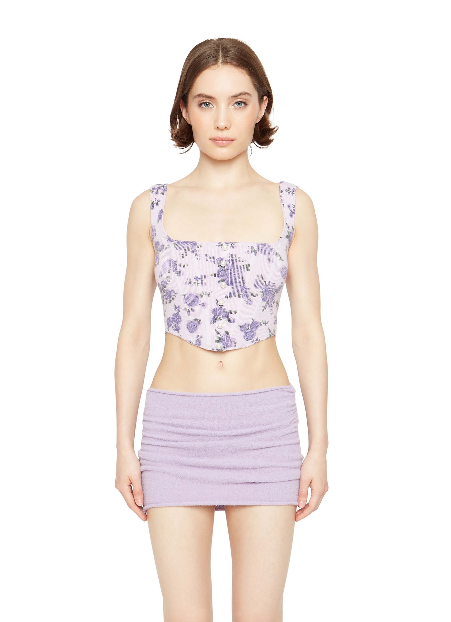 Womens | Knitted Corset | Lavender Floral