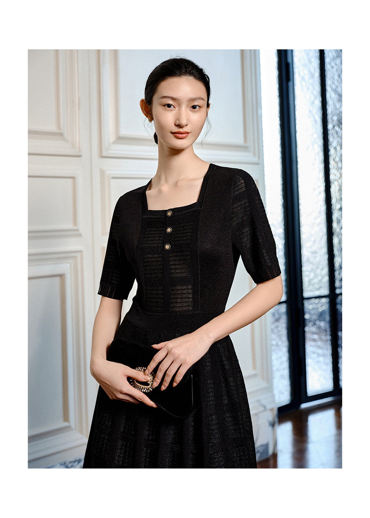 Knitted Long Dress | Black