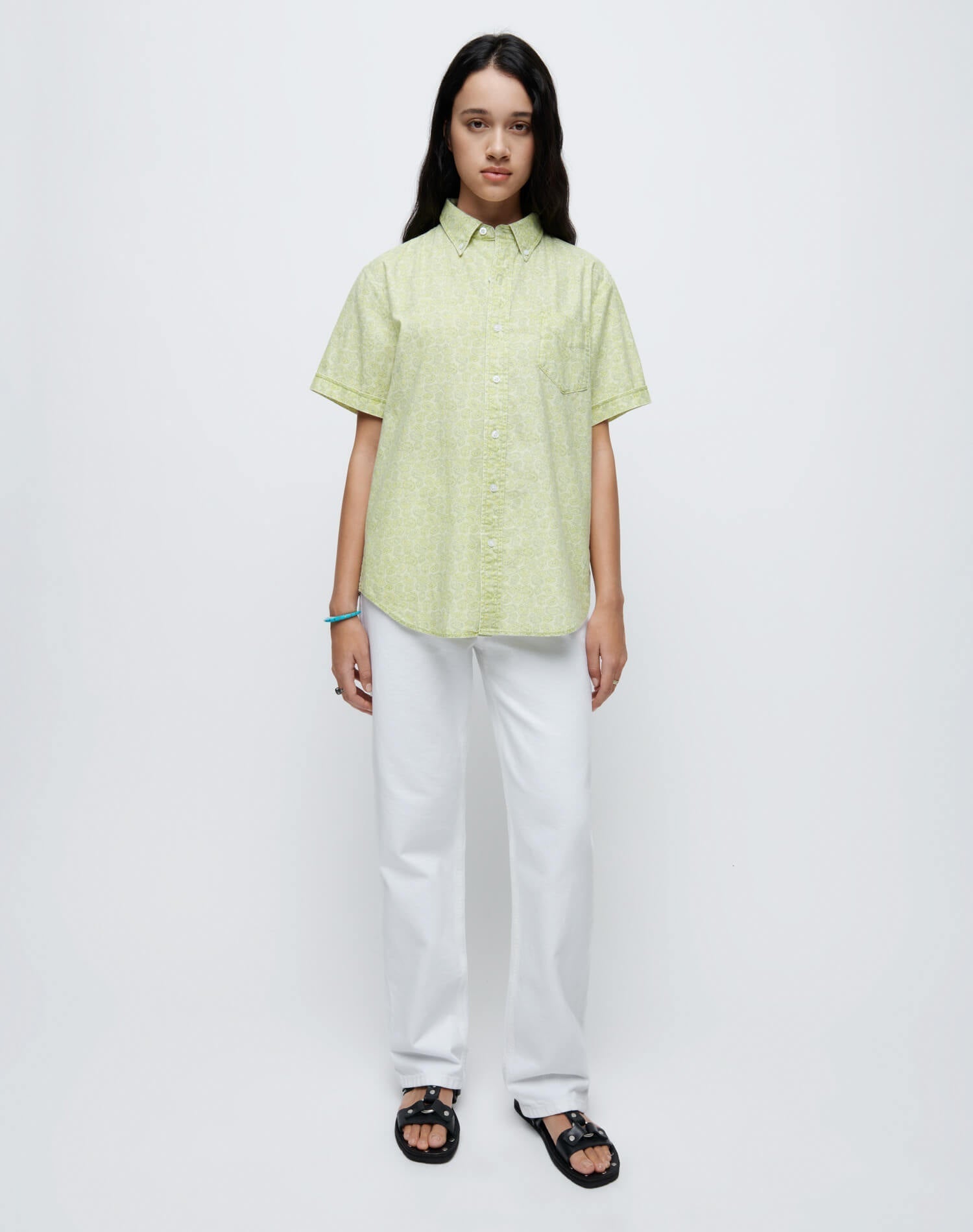 Womens | 70s Short Sleeve Shirt | Citrus Paisley