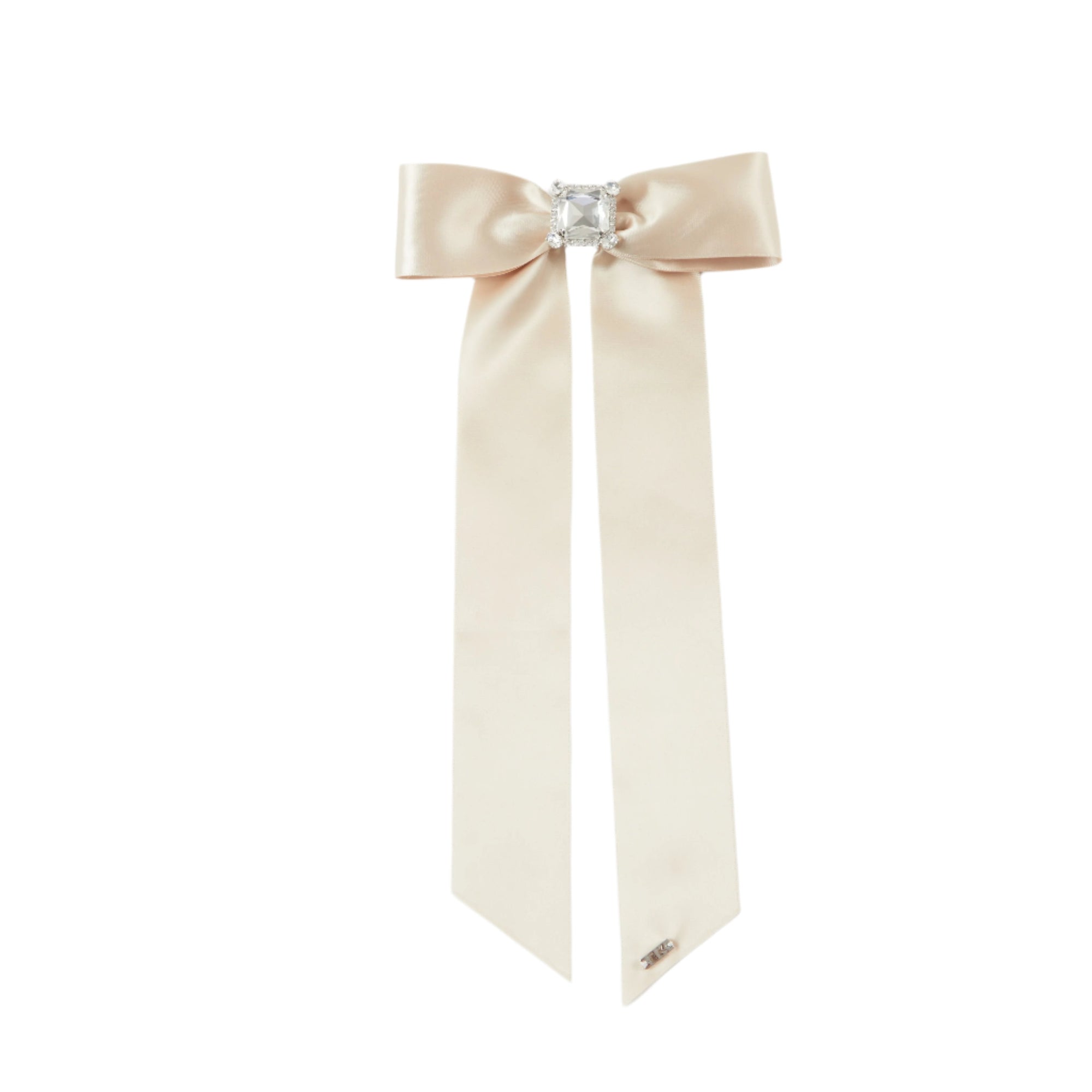 Lacey Satin Hair Bow  | Champagne