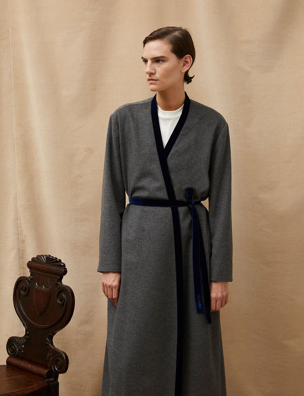 Womens | The Cashmere Wrap Coat | Charcoal