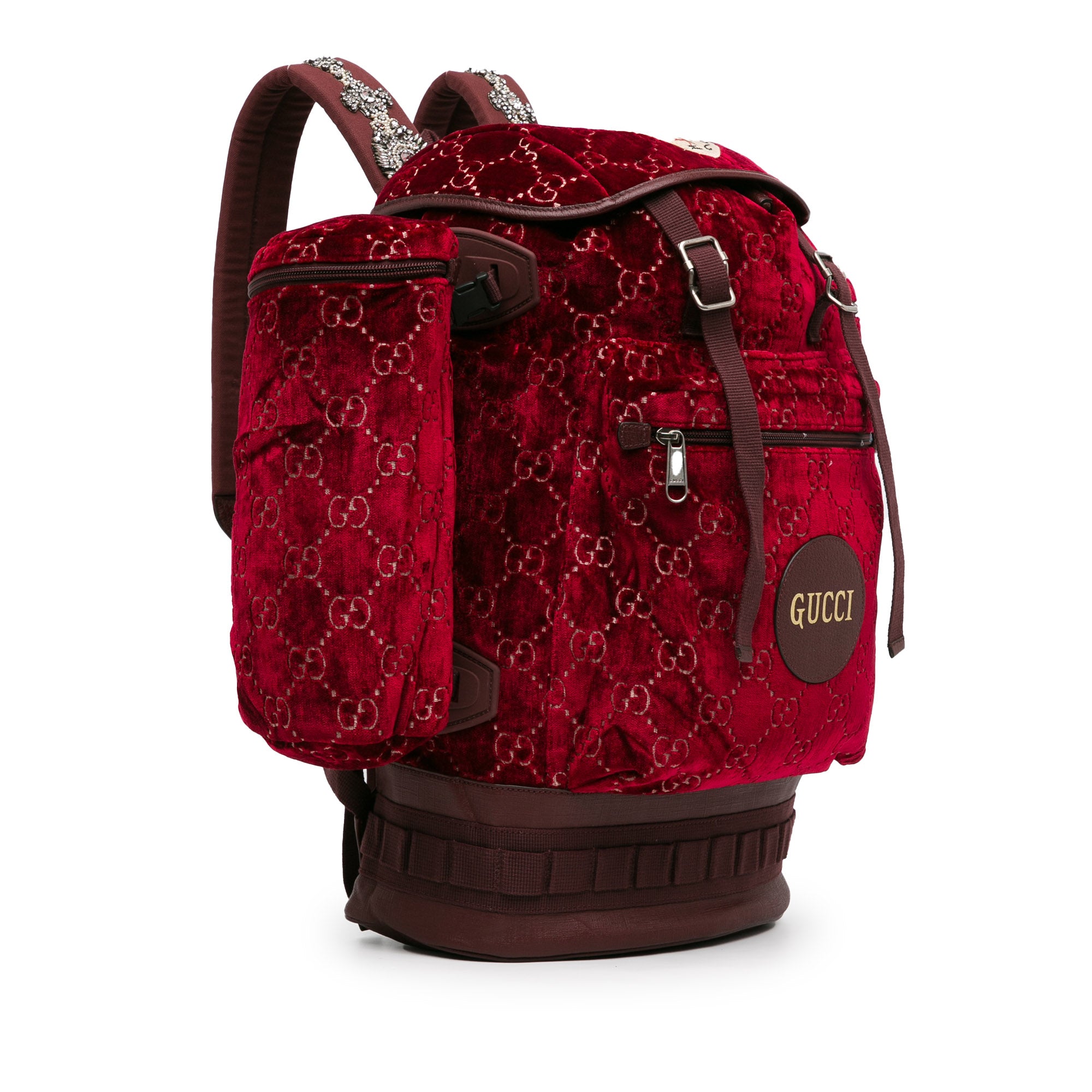 Gucci | Pre-Owned Large GG Velvet Heart Alpina Backpack | Red