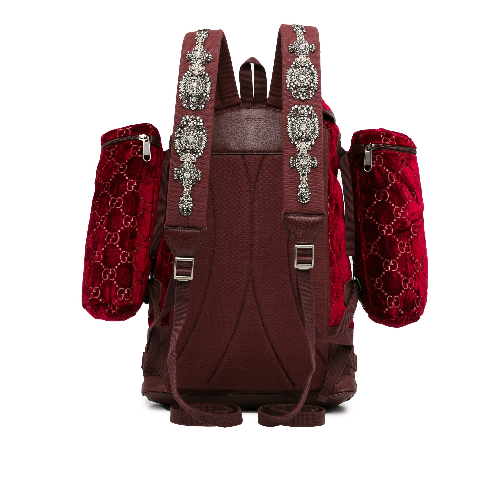 Gucci | Pre-Owned Large GG Velvet Heart Alpina Backpack | Red