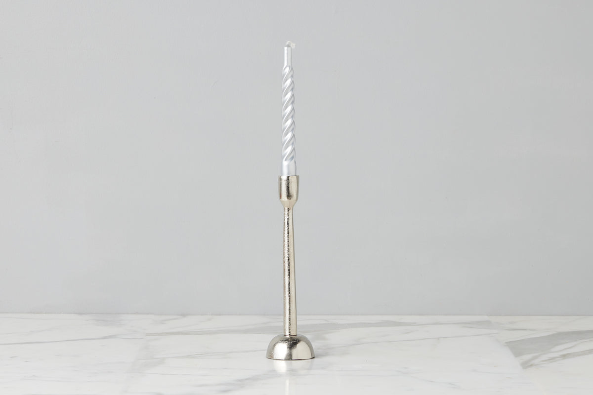 Lacquer Twisted Taper Candles | Silver | Set of 6