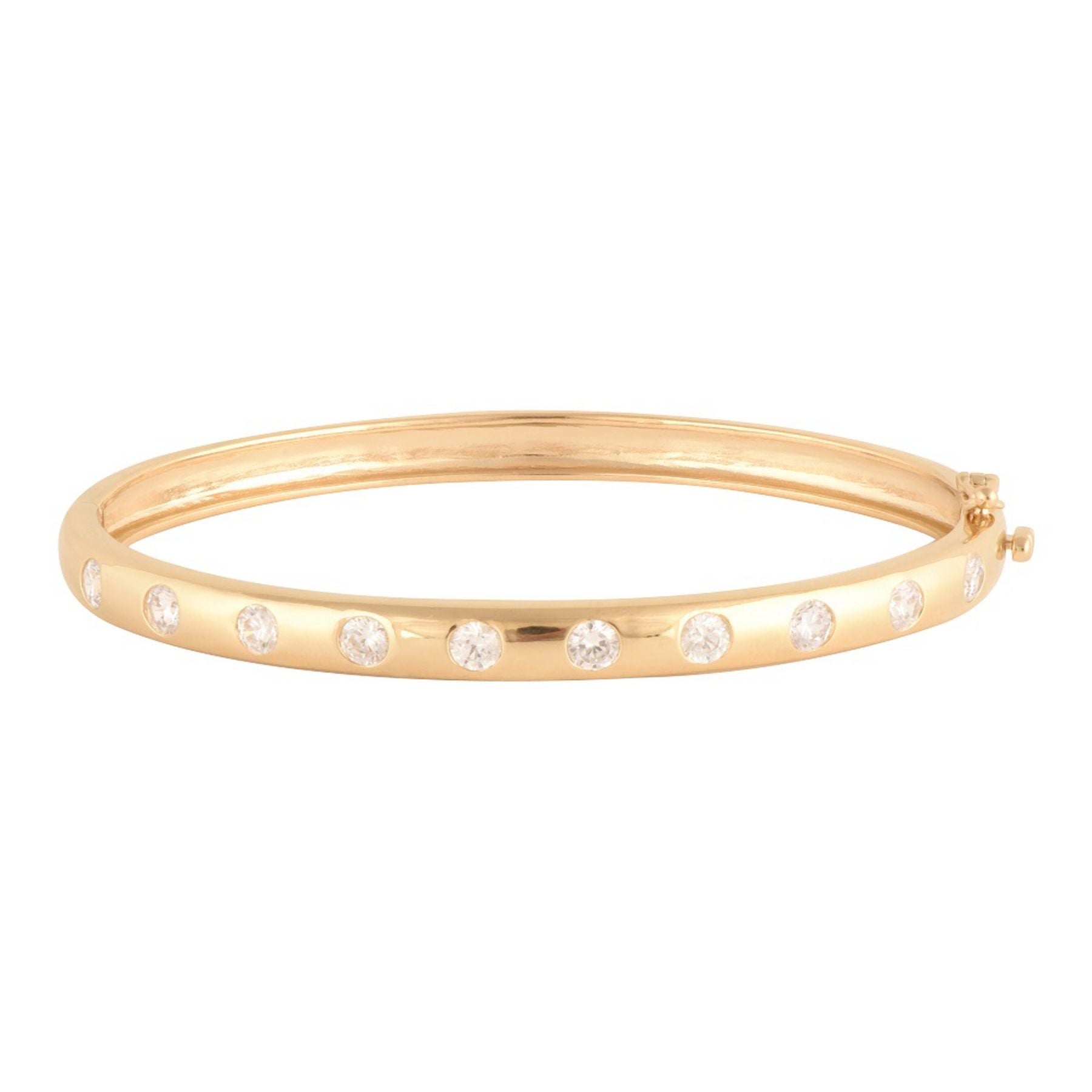 1.50 CT Round Lab-Grown Diamond | Bangle | 14K Yellow Gold over Sterling Silver | F Color | VS Clarity