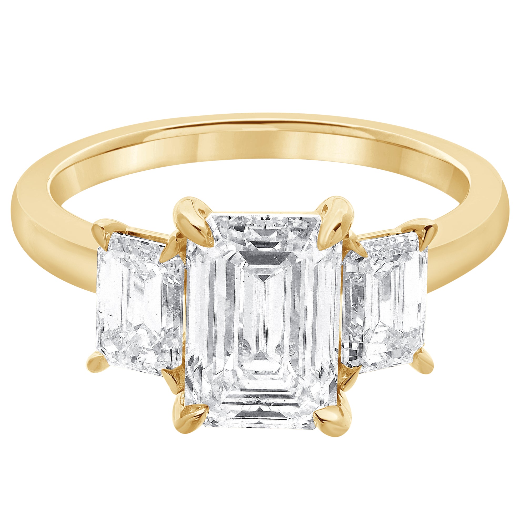 3.00 CT Emerald Lab-Grown Diamond | Ring | 14K Yellow Gold | G-H Color | VS-SI Clarity