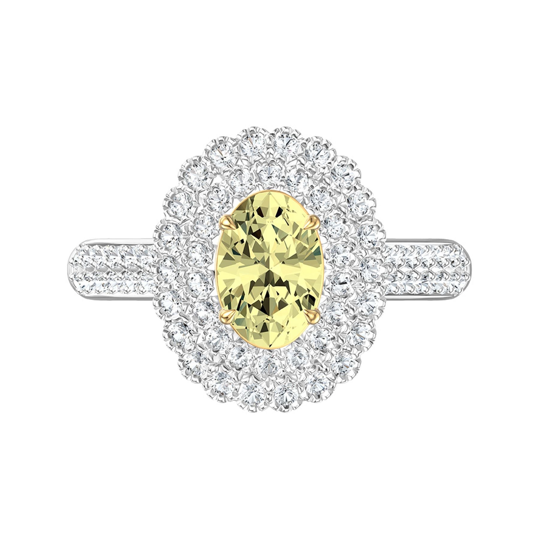 1.40 CT Oval/Round Lab-Grown Diamond | Engagement Ring | 14K Two Tone Gold | G Color | VS Clarity