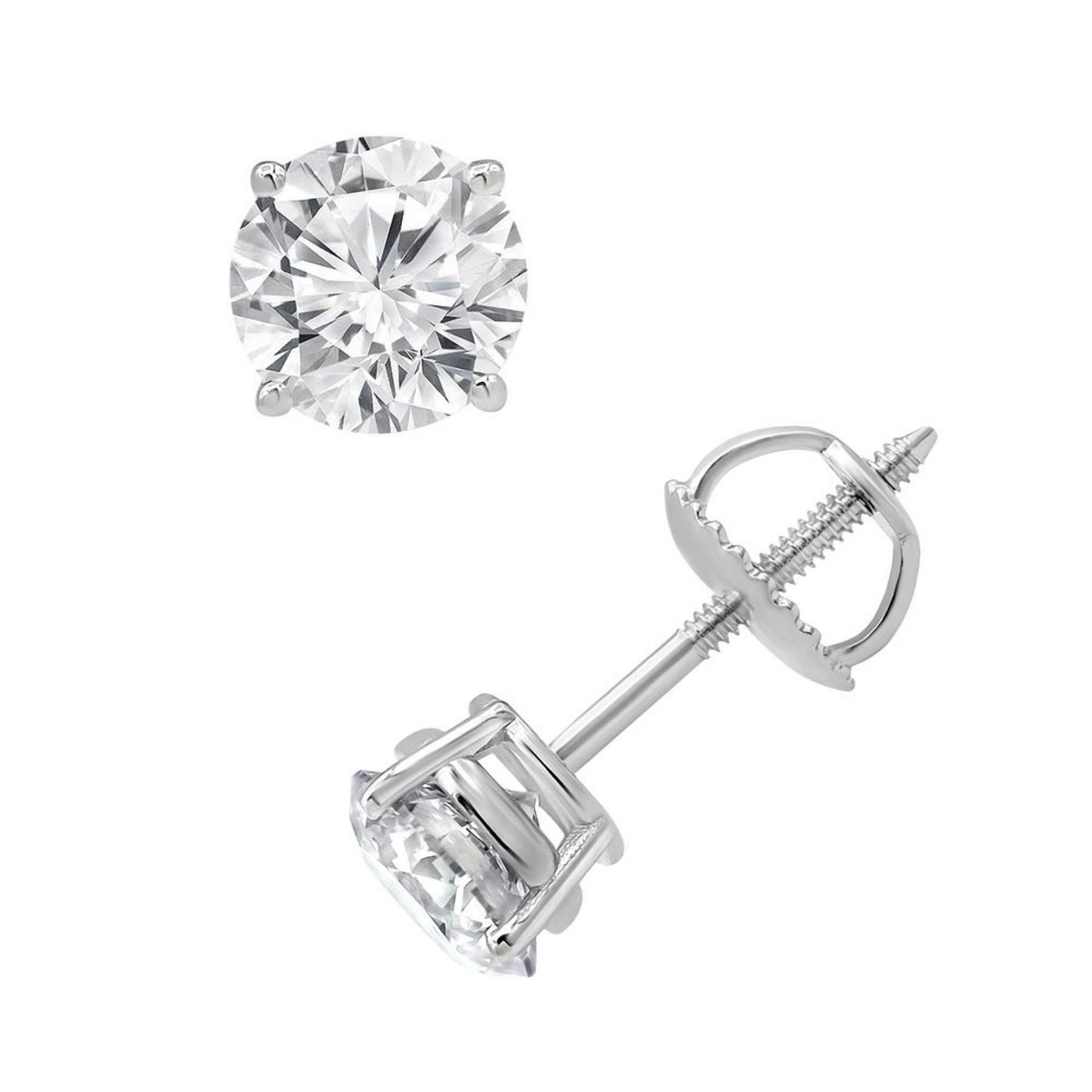 1.00 CT Round Lab-Grown Diamond | Stud Earrings | 18K White Gold | F Color | VS Clarity