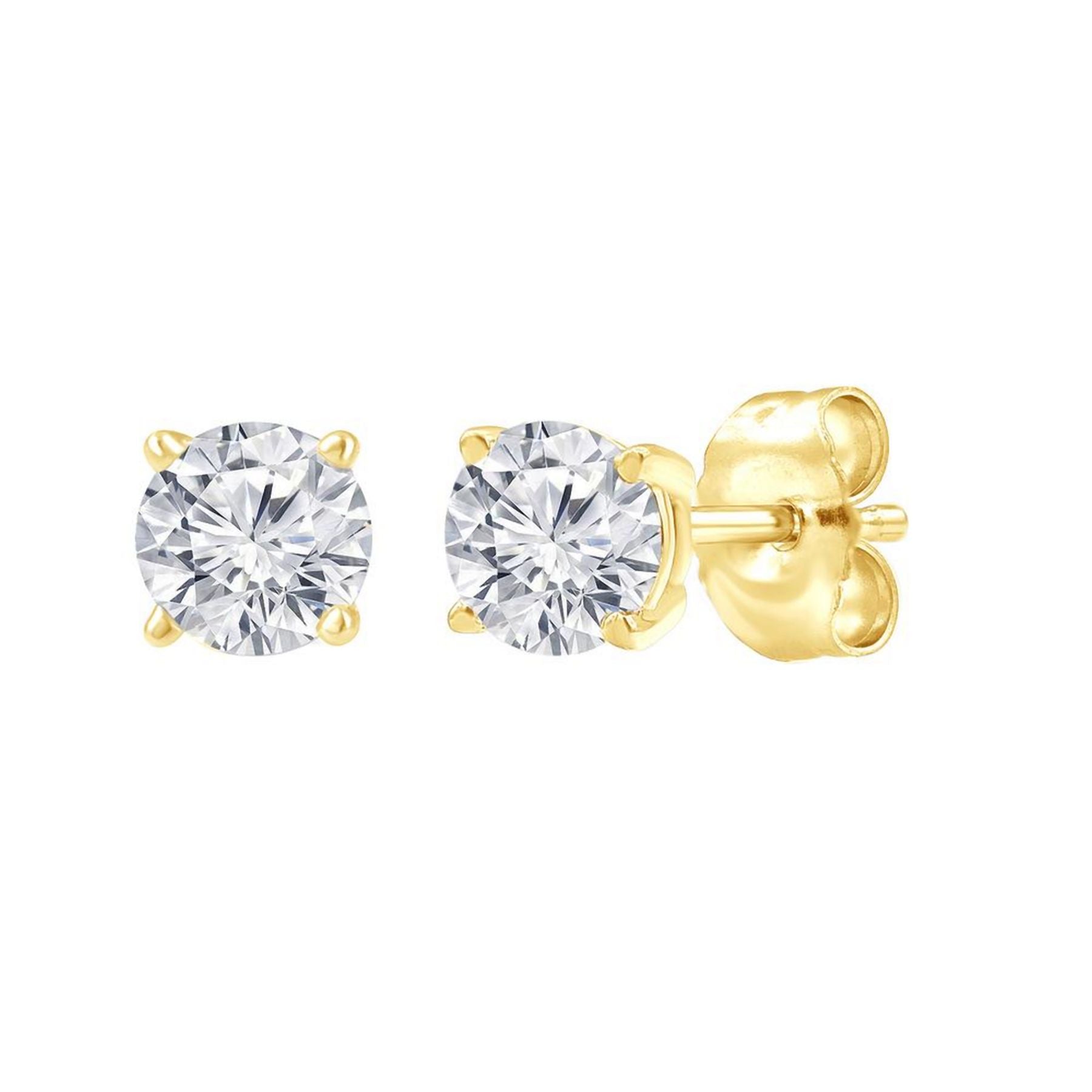 2.00 CT Round Lab-Grown Diamond | Stud Earrings | 18K Yellow Gold | F Color | VS Clarity