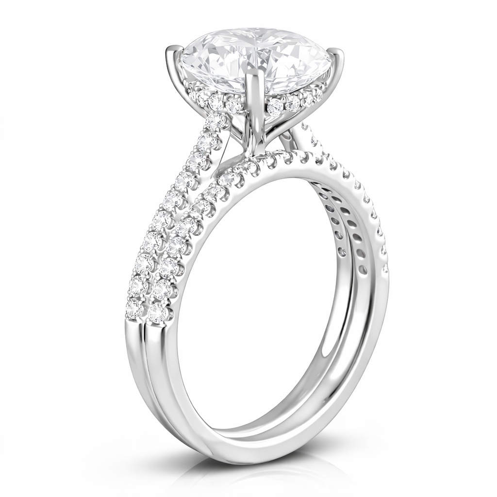 3.50 CT Round Lab-Grown Diamond | Bridal Ring Set | 14K White Gold | G Color | VS Clarity