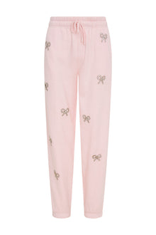 Lillia Crystal Bow Fleece Sweatpant | Icicle Pink