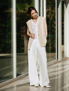 Heavyweight Linen Wide-Leg Pants | White