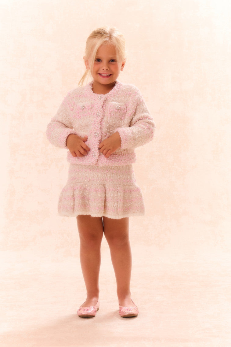 Girls Loki Knit Cardigan | Vanilla Blush