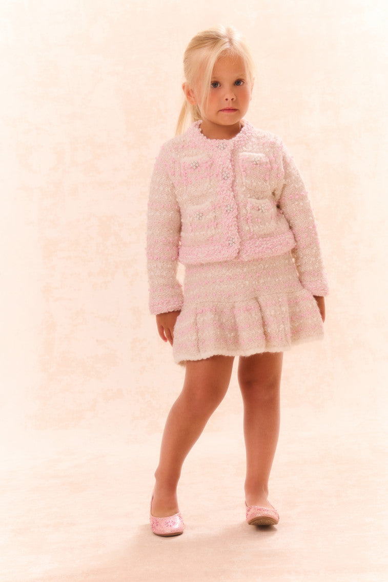 Girls Loki Knit Cardigan | Vanilla Blush