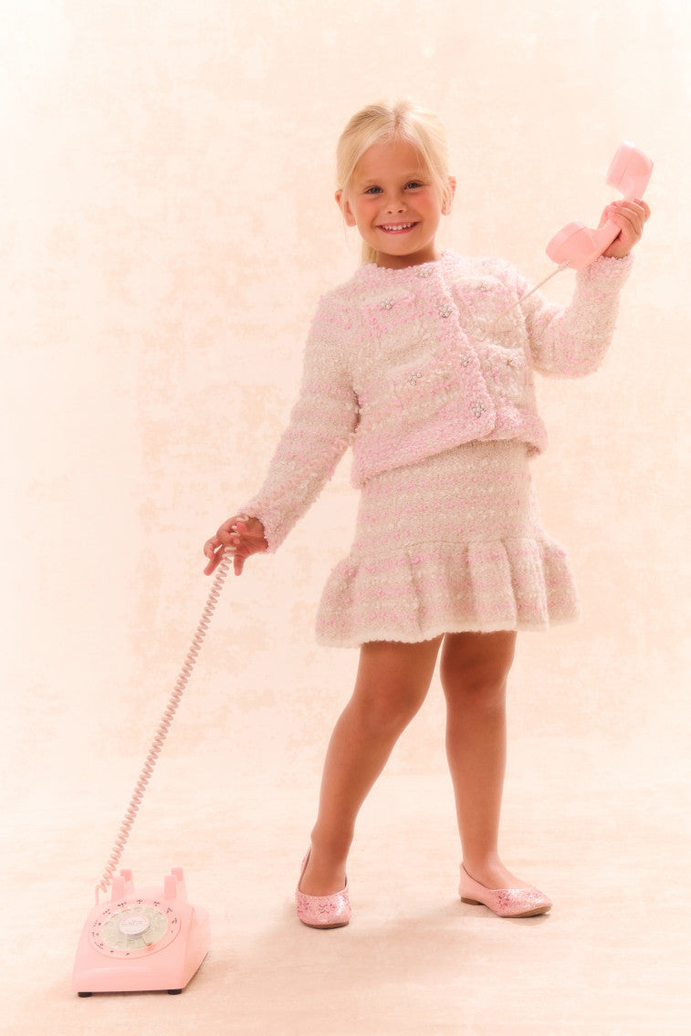 Girls Loki Knit Cardigan | Vanilla Blush