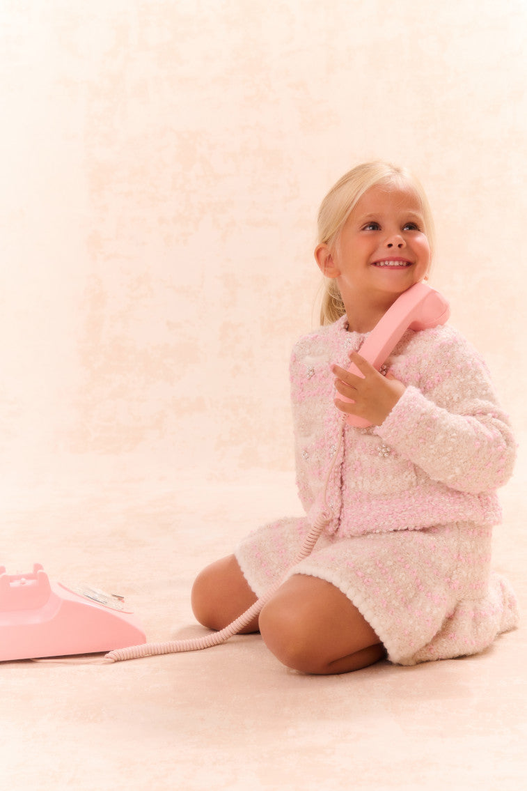 Girls Loki Knit Cardigan | Vanilla Blush