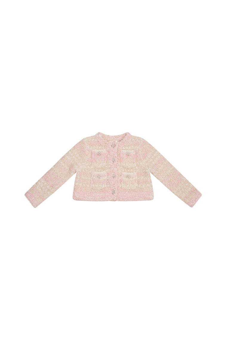 Girls Loki Knit Cardigan | Vanilla Blush