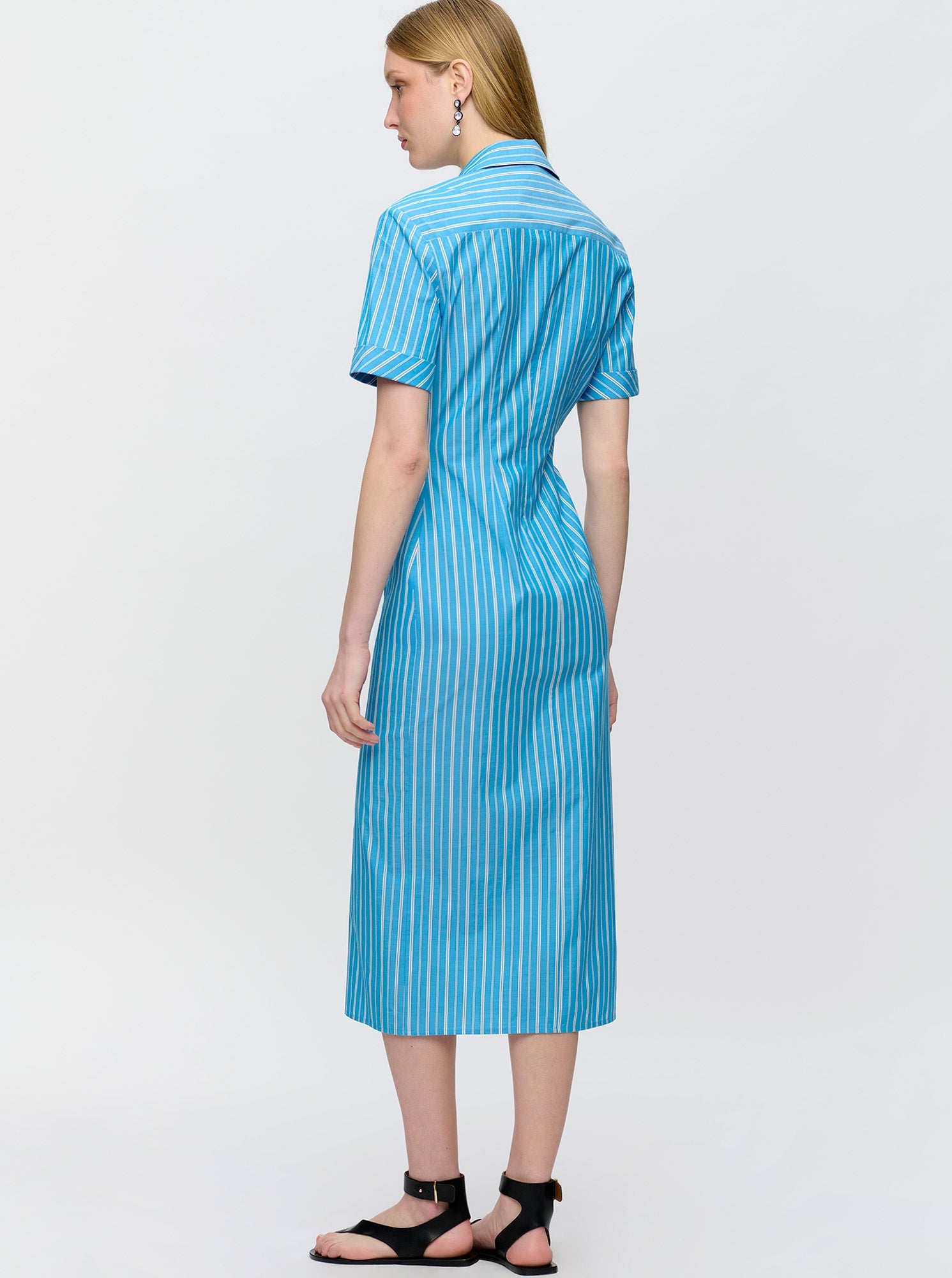 Lou Fitted Shirt Dress | Blue Stripe