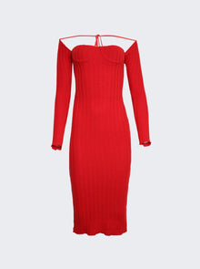 Women | LaQuan Smith | Off The Shoulder Midi Dress | Cherry Red