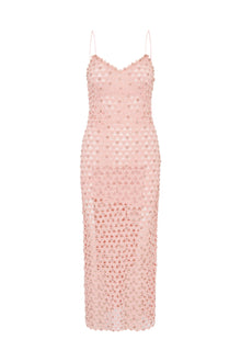 Lunaria Rhinestone Cotton Lace Maxi Dress | Cherished Pink