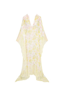 Womens | Lupine Chiffon Mixed Print Kaftan | Peachy Sunrise