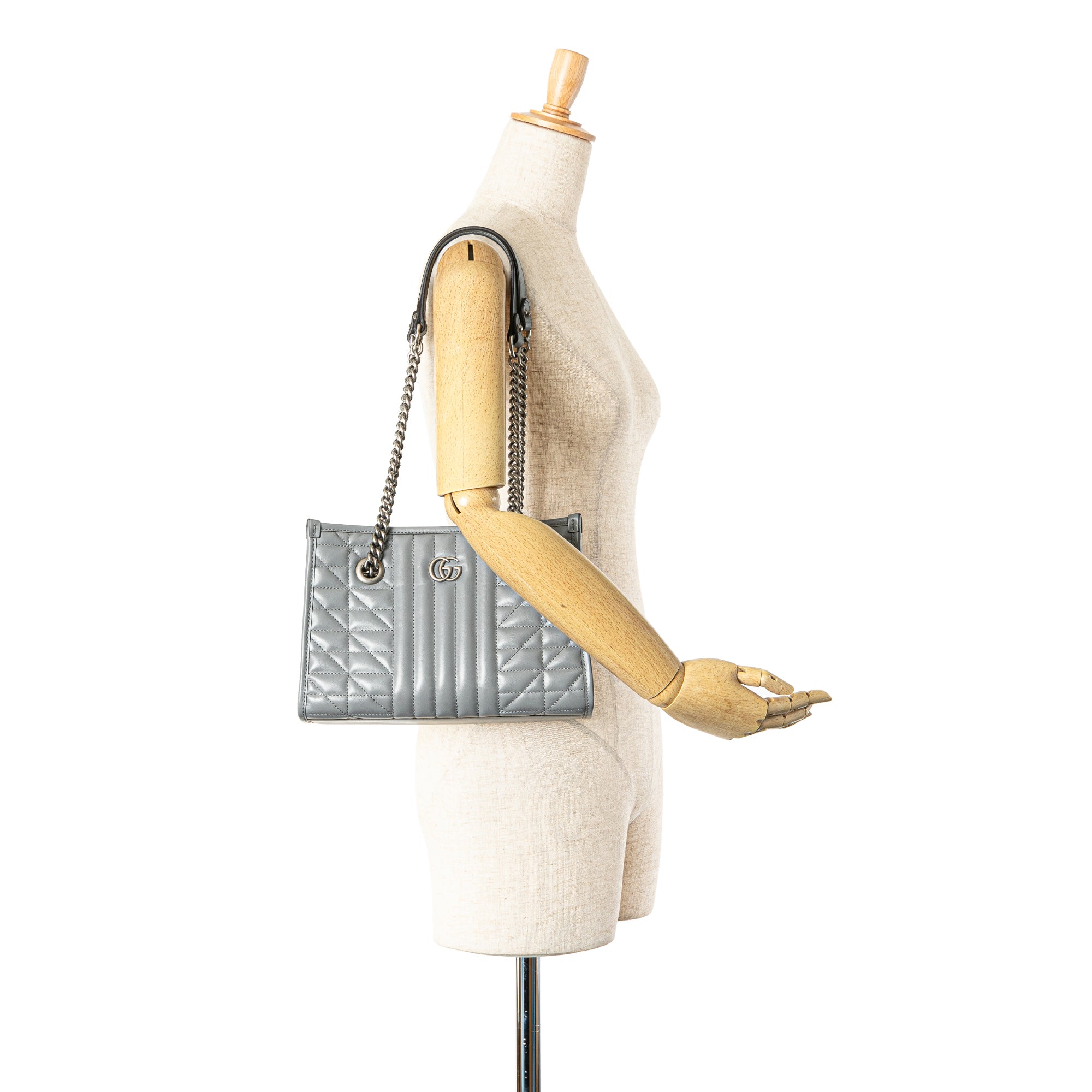 Gucci | Pre-Owned Small GG Marmont Aria Chain Tote | Gray