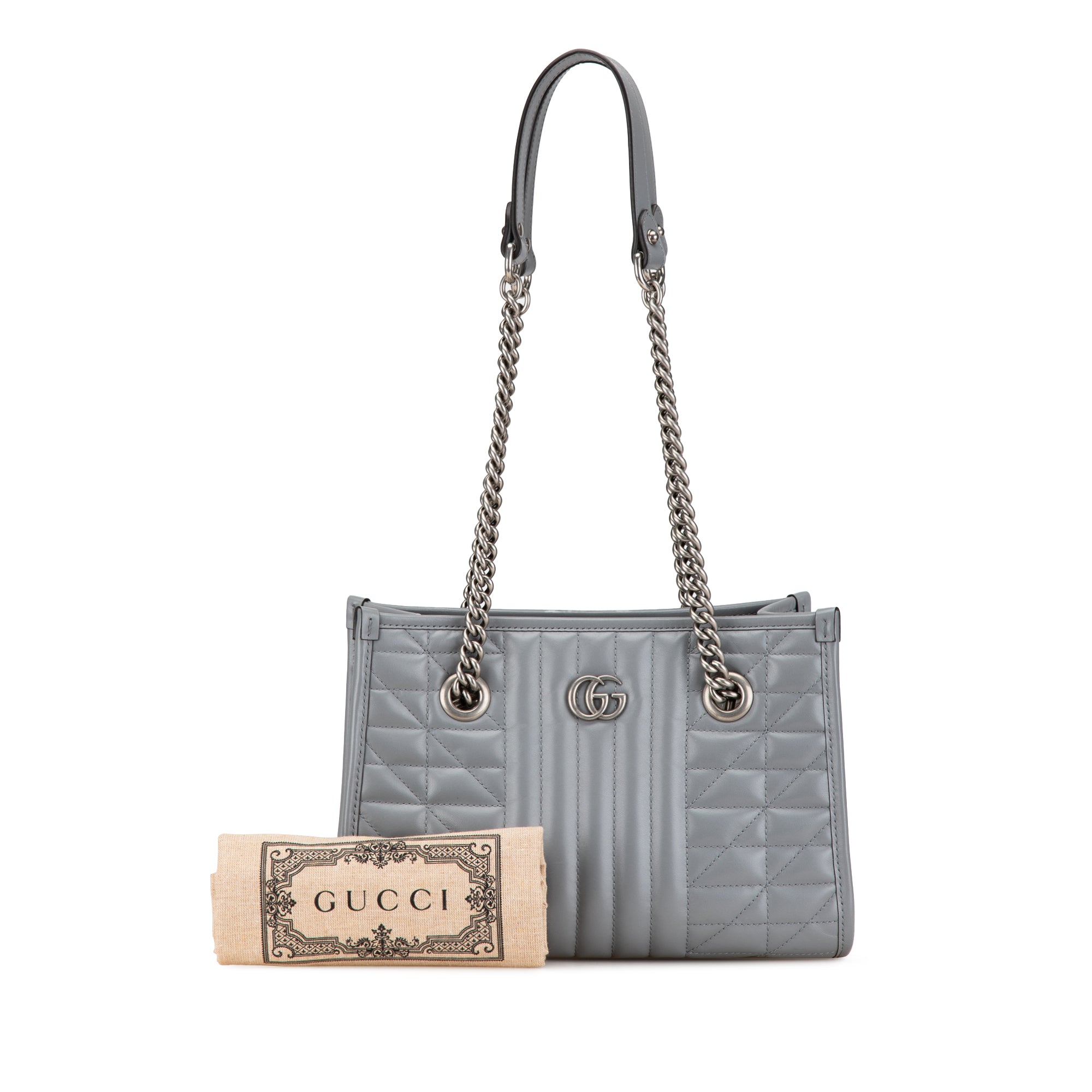 Gucci | Pre-Owned Small GG Marmont Aria Chain Tote | Gray