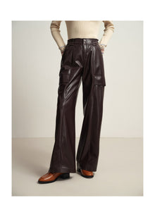 Leather Cargo Pants | Dark Brown