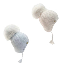 London Cashmere Faux Fur Aviator Hat | Baby Blue & Beige