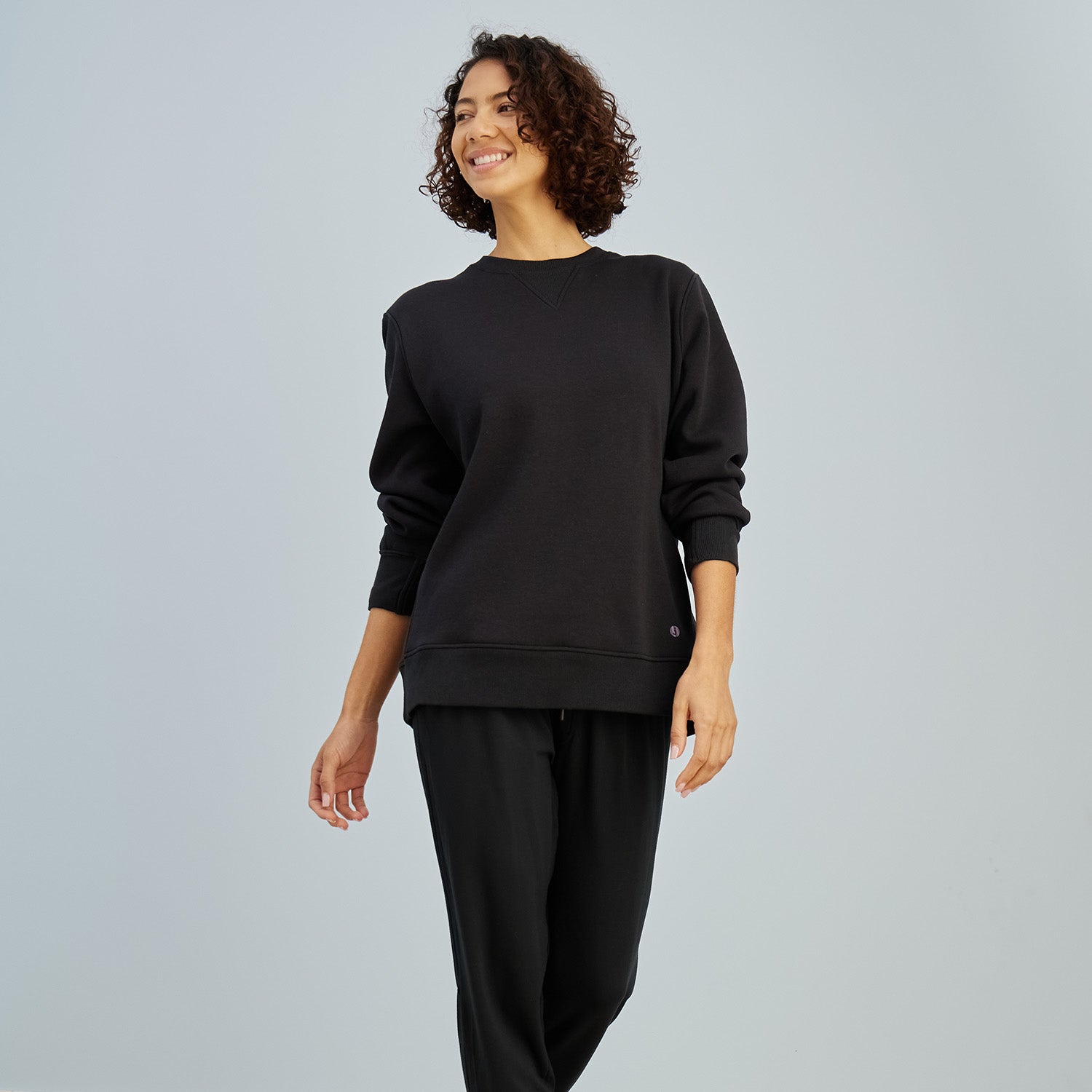 Chilluxe Brushed Fleece Crew | Black