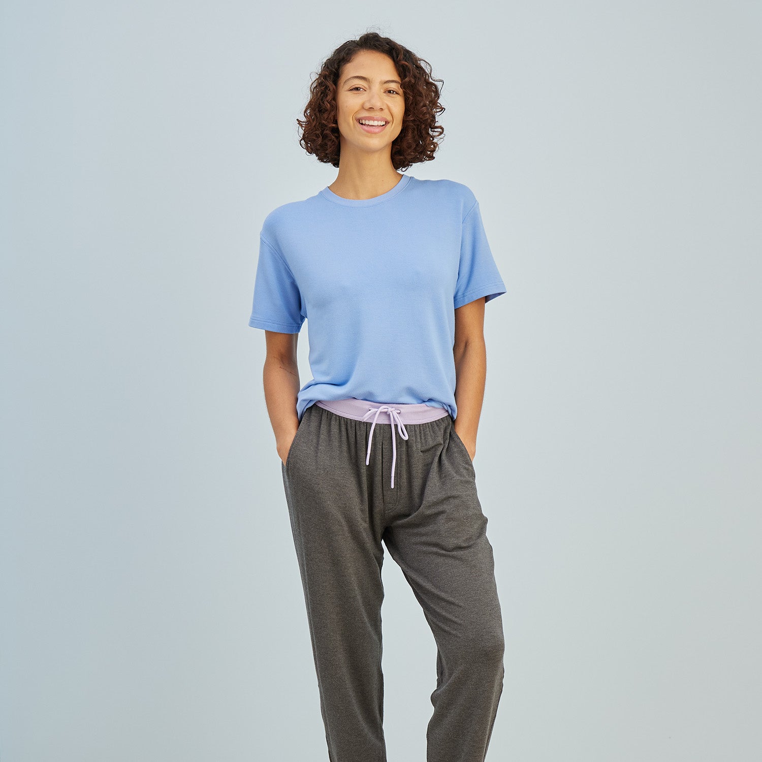 Modal French Terry Long House Shorts | Gray/Lavender