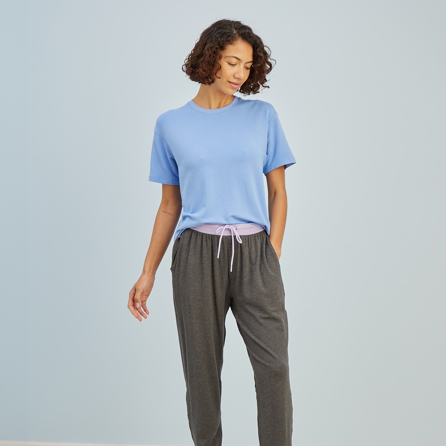 Modal French Terry Long House Shorts | Gray/Lavender
