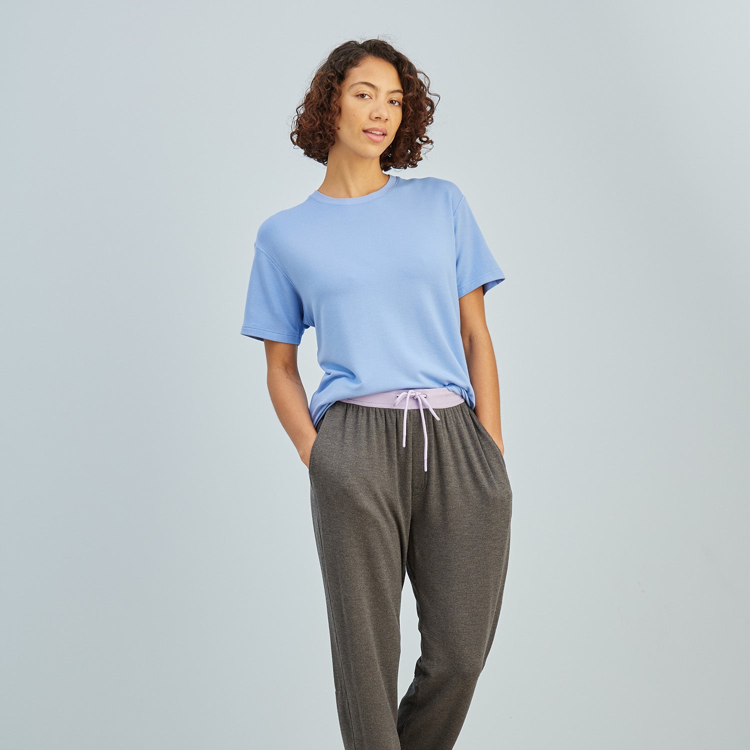 Modal French Terry Long House Shorts | Gray/Lavender