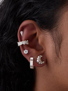 Ice Cream Flat Back Earring | 5A Grade Cubic Zirconia | Silver Rhodium Plated Brass