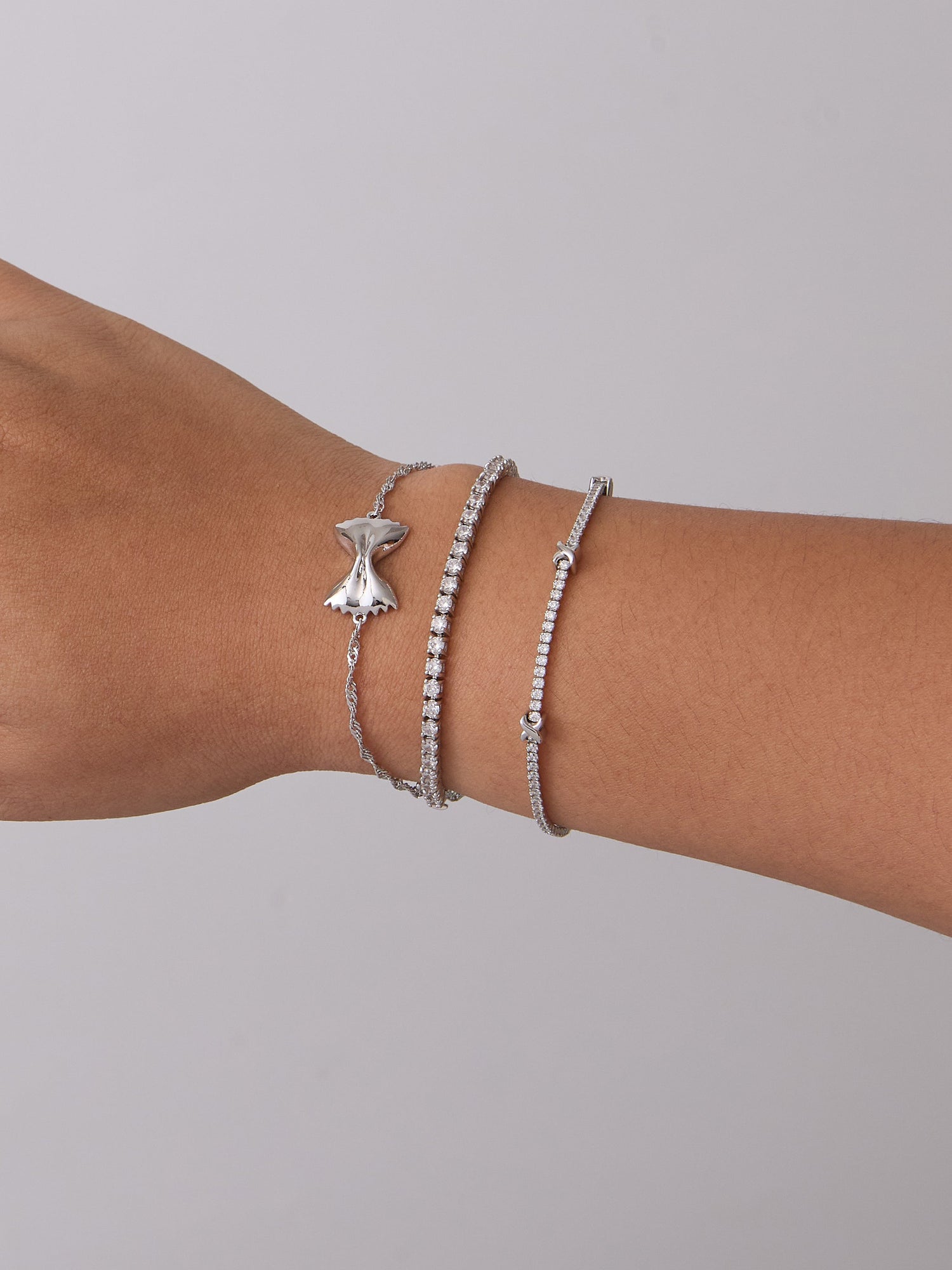 Bow Tie Pasta Bracelet | Silver Rhodium Plated Brass