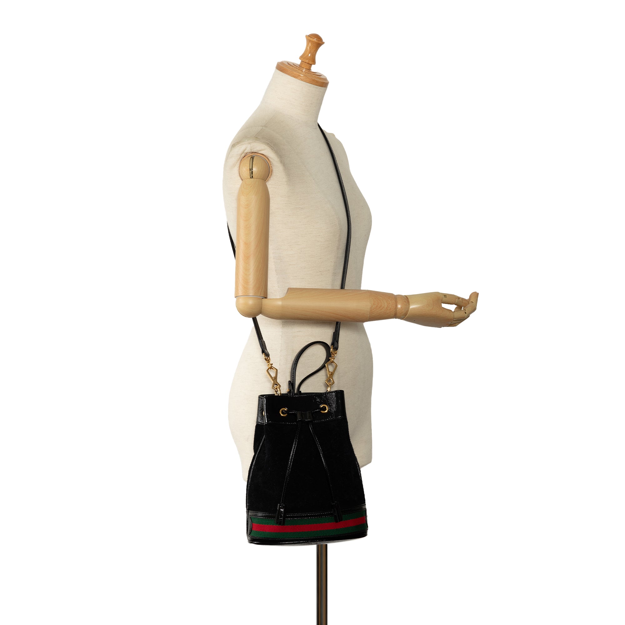 Gucci | Pre-Owned Suede Ophidia Web Bucket Bag | Black
