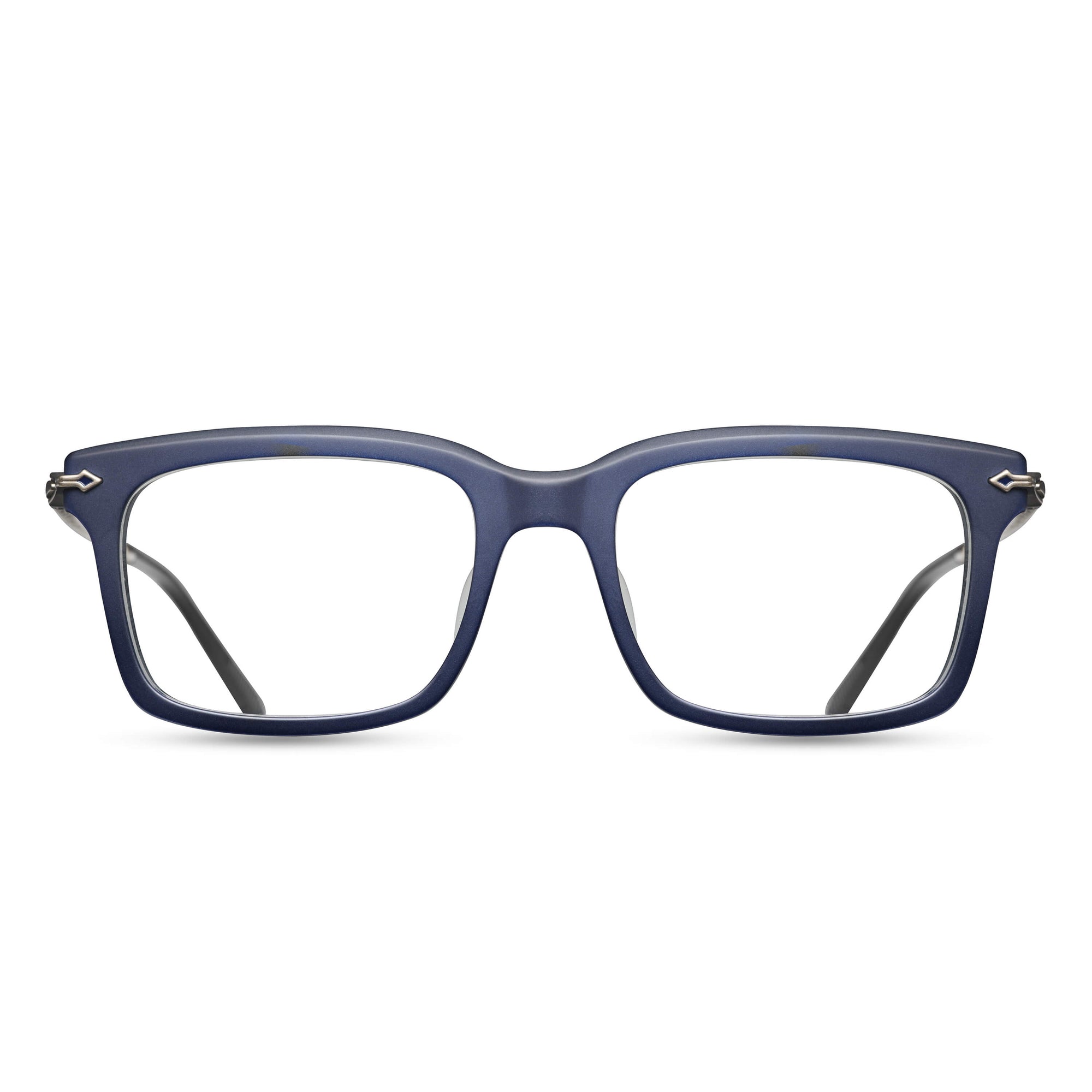 M2037 Rectangle Optical | Matte Navy/Antique Silver | Clear Lens | 50MM