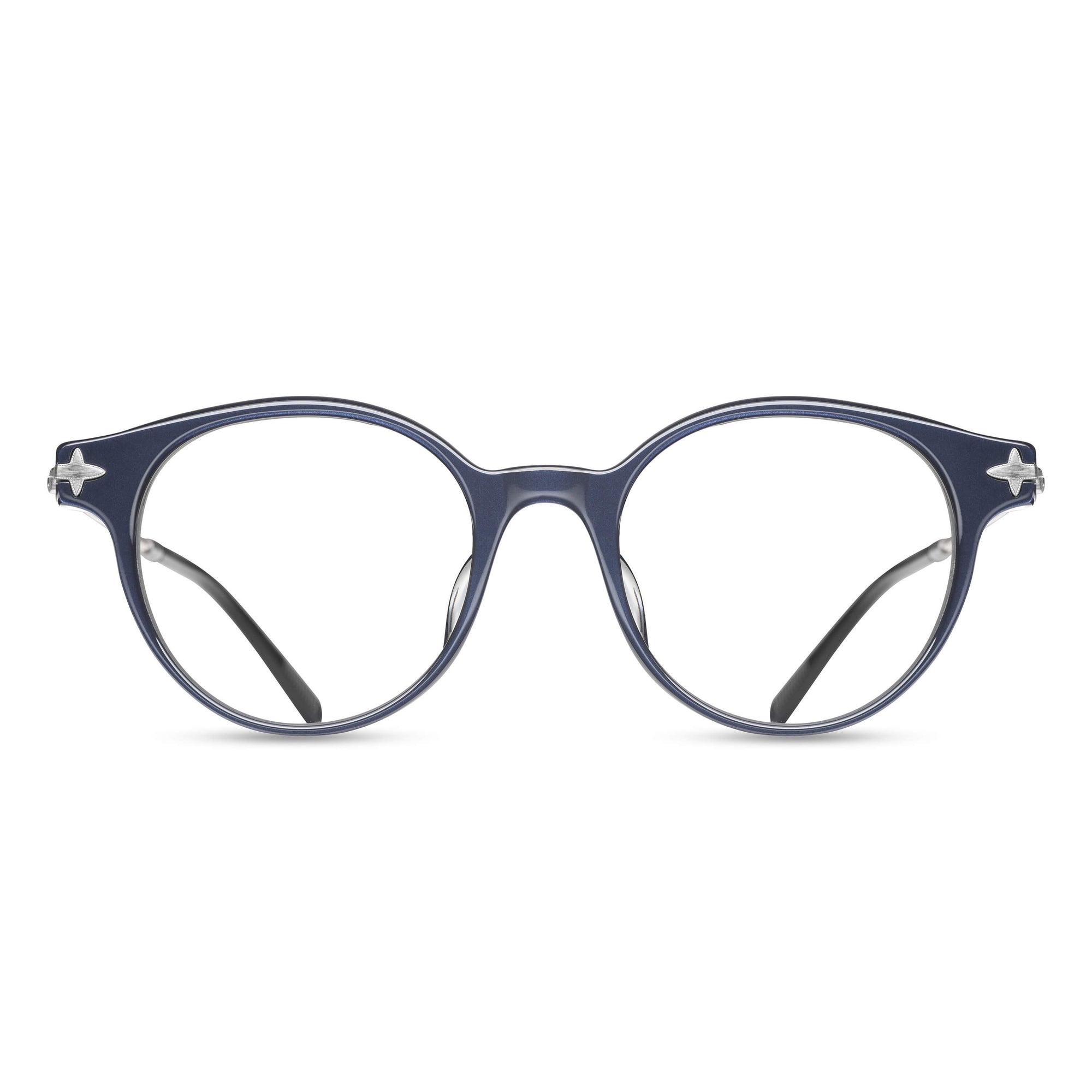 M2038 Cat Eye Optical | Navy/Brushed Silver | Clear Lens | 48MM