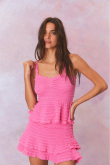 Macaw Cotton Gauze Mini Tier Skirt | Lovestruck Pink