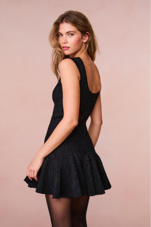 Maryanne Metallic Knit Mini Dress | Black