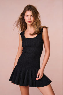 Maryanne Metallic Knit Mini Dress | Black