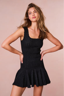 Maryanne Metallic Knit Mini Dress | Black