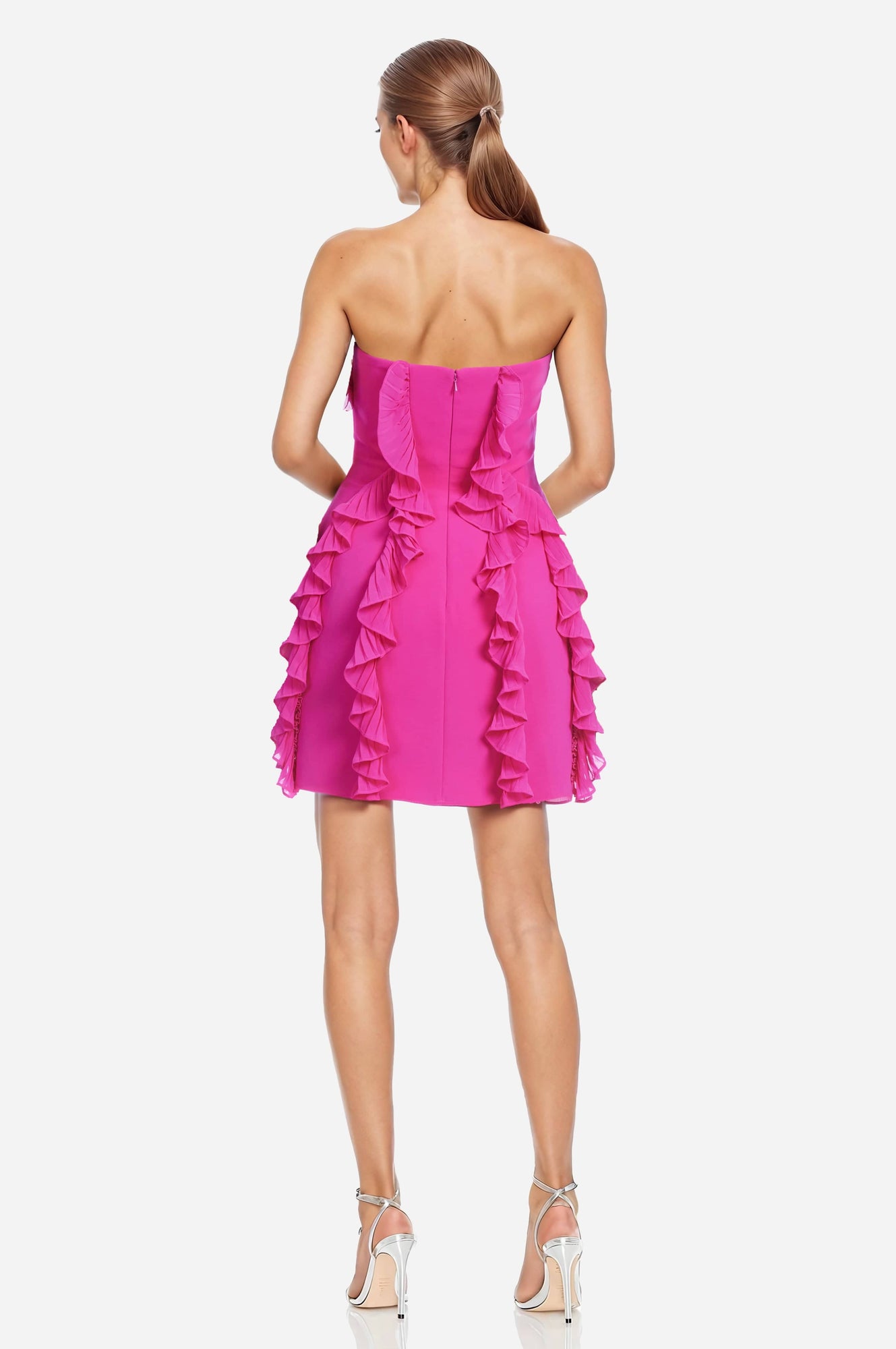 ONE33 SOCIAL | The Khefri Strapless Chiffon Cocktail Dress | Pink