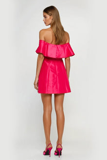 ONE33 SOCIAL | The Blakely Hot Pink Off-The-Shoulder Cocktail Dress | Pink