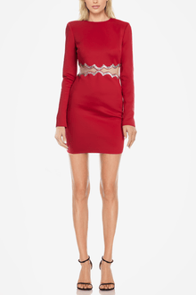 ONE33 SOCIAL | The Teagan Sequined Cutout Red Mini Cocktail Dress | Red