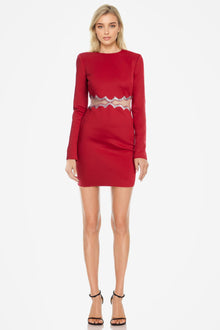 ONE33 SOCIAL | The Teagan Sequined Cutout Red Mini Cocktail Dress | Red