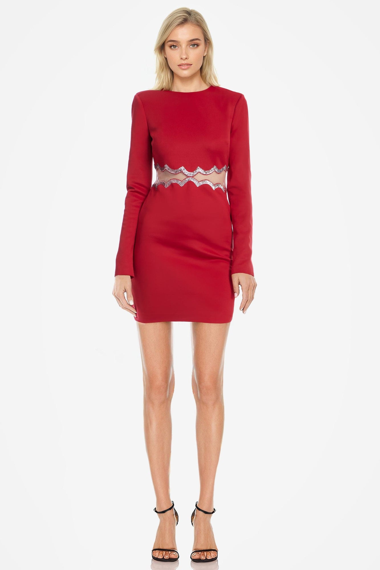ONE33 SOCIAL | The Teagan Sequined Cutout Red Mini Cocktail Dress | Red