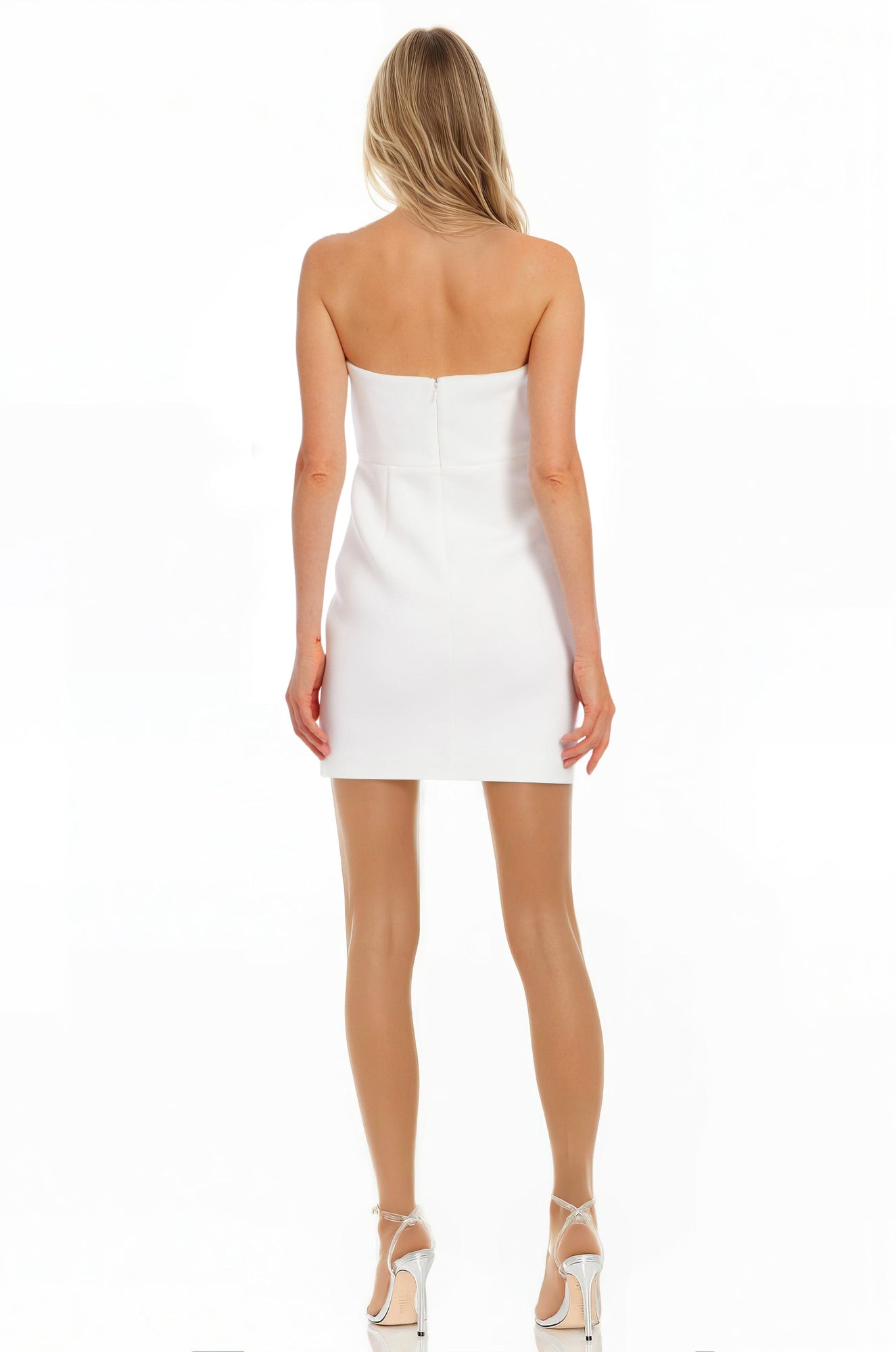 ONE33 SOCIAL | The Cecile Ivory Strapless 3D Flower Mini Dress | White