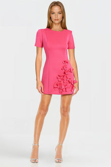 ONE33 SOCIAL | The Vega 3D Fuchsia Flower Cocktail Dress | Pink